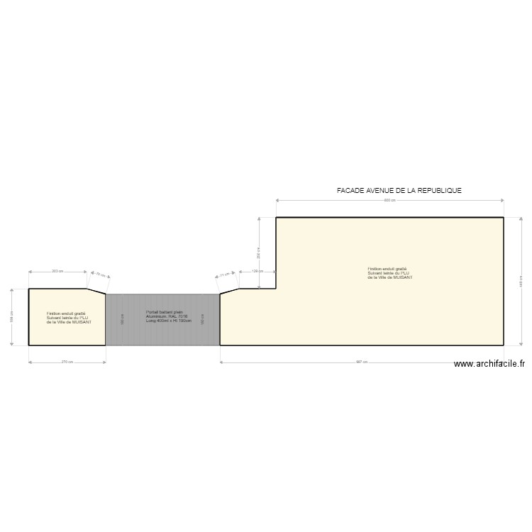  PLAN DE FACADE GARAGE sur VOIE PUBLIC. Plan de 0 pièce et 0 m2