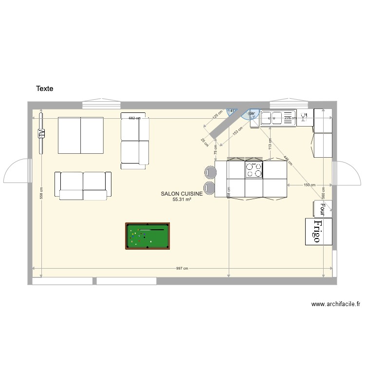 2 ILOT 200 40  AMENAGEMENT SALON CUISINE RBK 20 JANVIER . Plan de 0 pièce et 0 m2