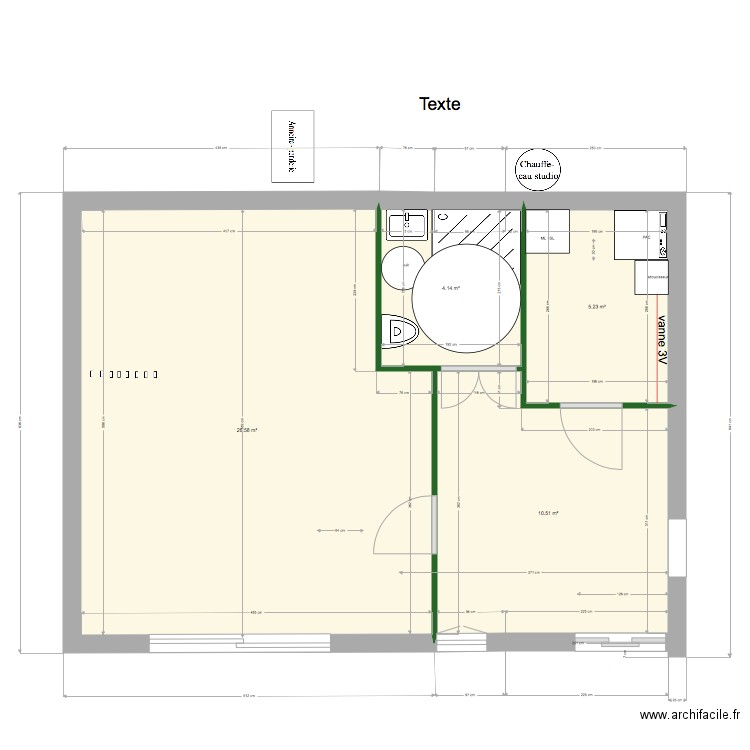 sdb et chaufferie au NORD der. Plan de 0 pièce et 0 m2