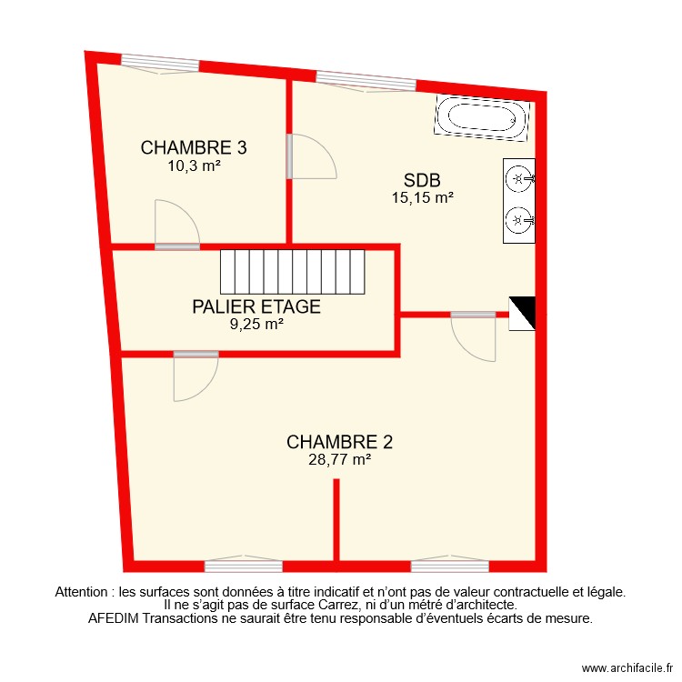 BI 6781 ETAGE 1. Plan de 4 pièces et 63 m2