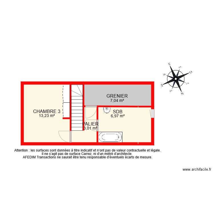 BI 8310 ETAGE 2. Plan de 6 pièces et 35 m2