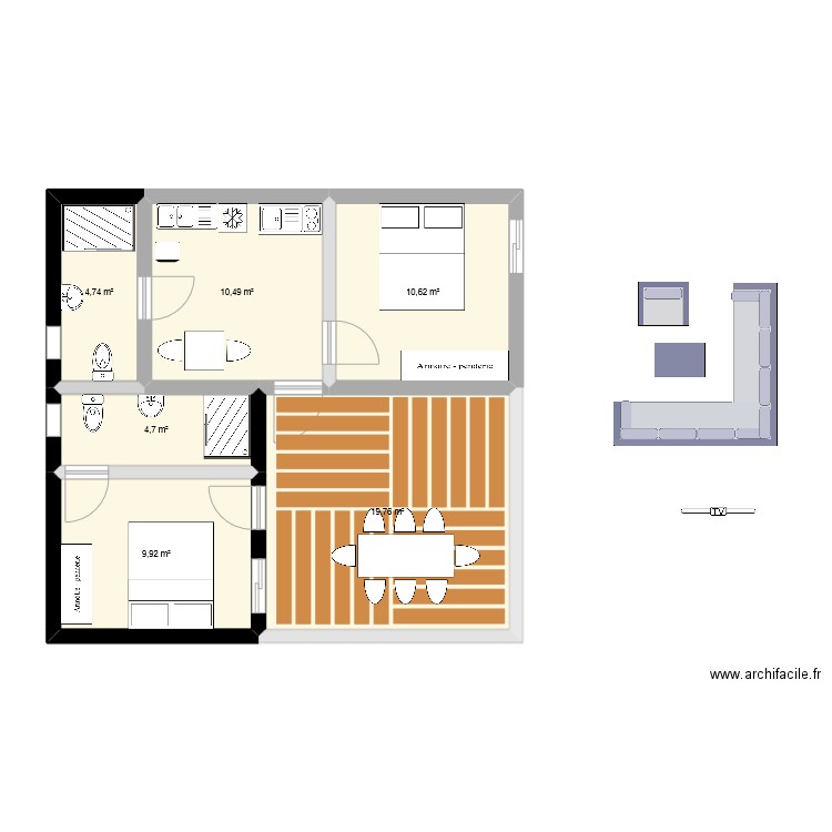 mbolo amadou. Plan de 6 pièces et 60 m2