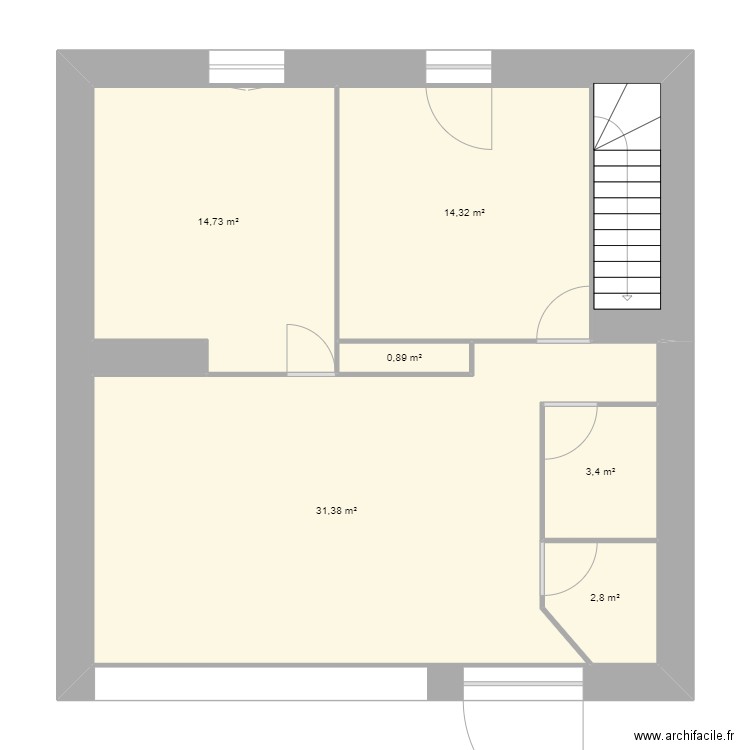 RDC cotation. Plan de 7 pièces et 72 m2