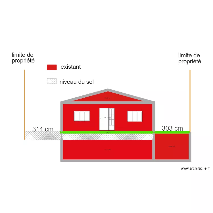 plan de la face arri&egrave;re c&ocirc;t&eacute; nord sans modification. Plan de 