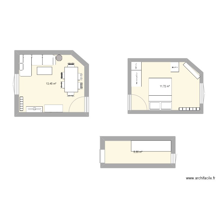 nouvel appartement. Plan de 3 pièces et 31 m2