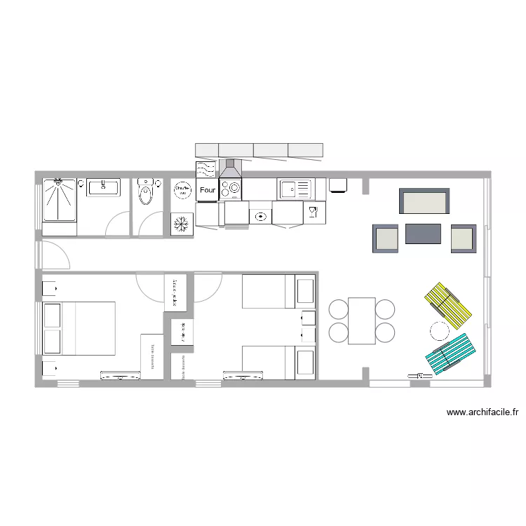 B&eacute;cune am&eacute;nag&eacute;. Plan de 