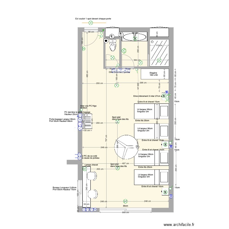 Chambre F façade Etage 1 2 3 dimensions du 04 03 20. Plan de 0 pièce et 0 m2