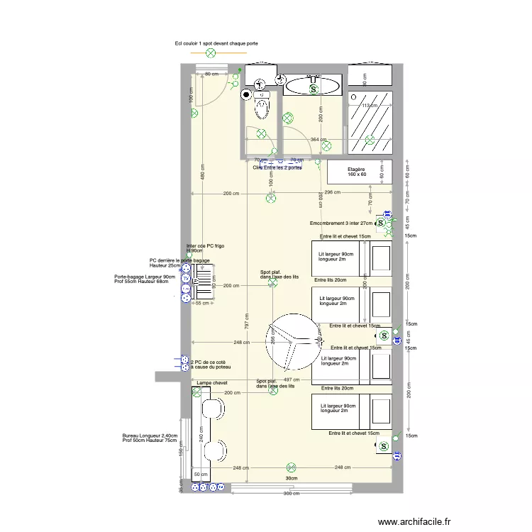 Chambre F fa&ccedil;ade Etage 1 2 3 dimensions du 04 03 20. Plan de 