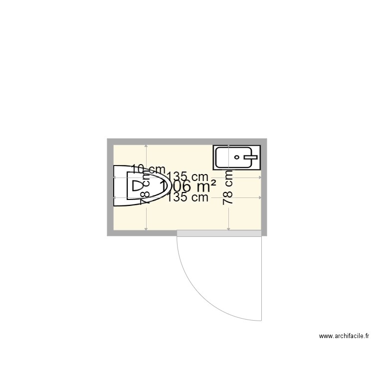 plan de toilette. Plan de 1 pièce et 1 m2