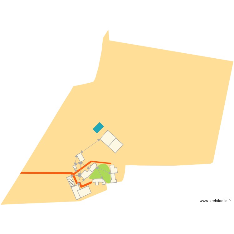 Plan de masse global avec distance entre bâtiments. Plan de 0 pièce et 0 m2