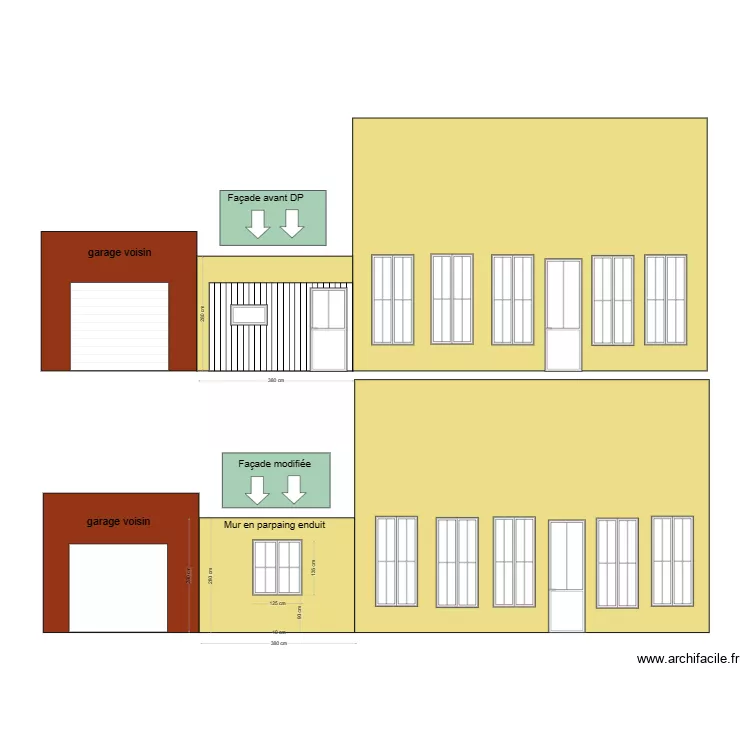 plan DP fa&ccedil;ade. Plan de 