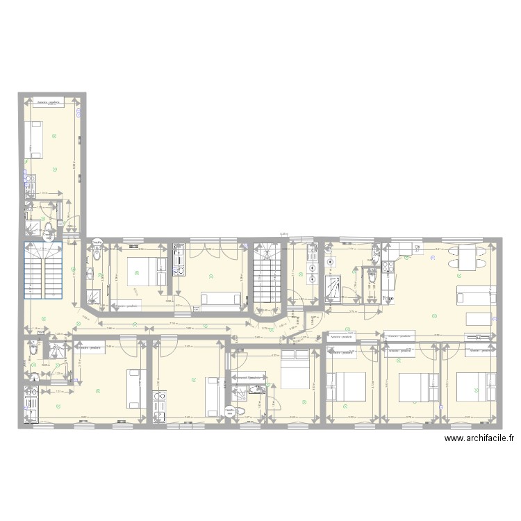 2018 10 22 DEBUT PS plan 1er étage 6 logements. Plan de 0 pièce et 0 m2