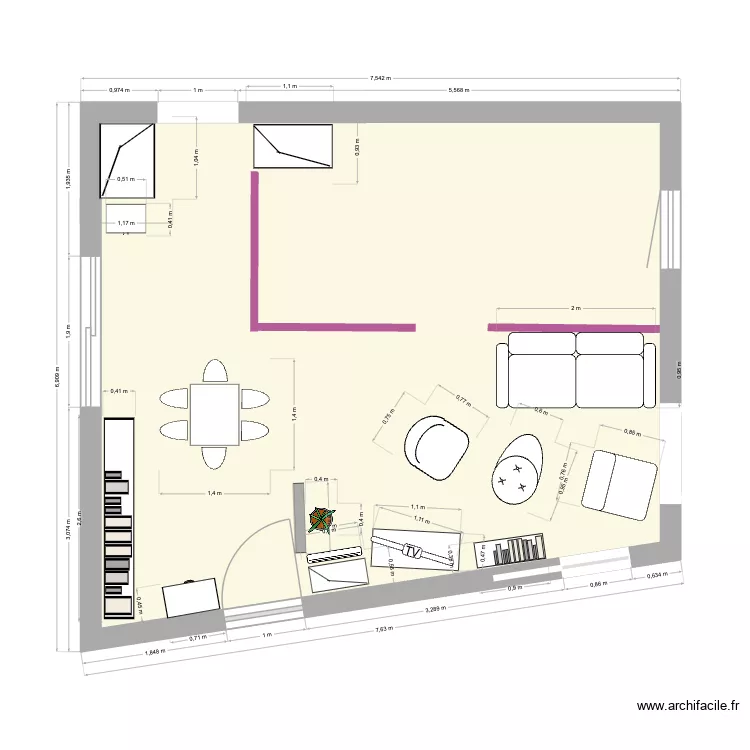 Aristide1. Plan de 1  et 41 m²