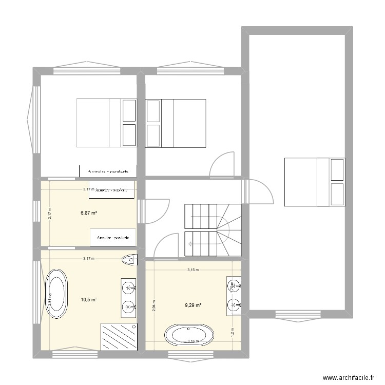 Maison la Hulpe Louis etage. Plan de 3 pièces et 27 m2