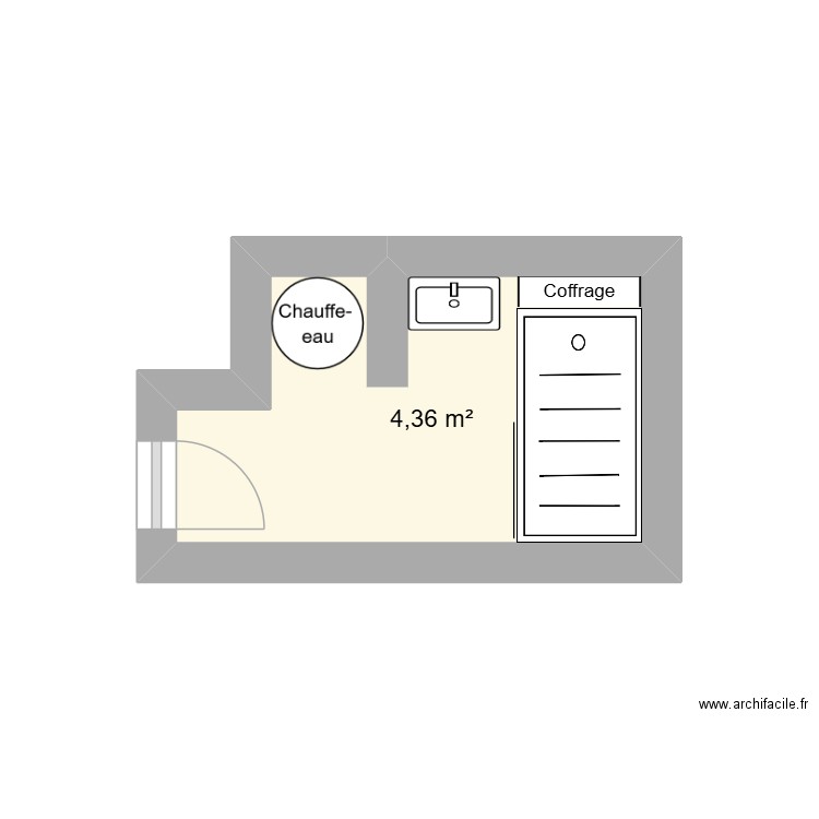 SdB. Plan de 1 pièce et 4 m2