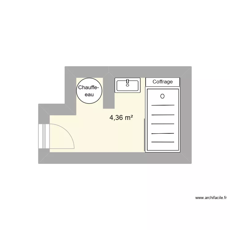 SdB. Plan de 1 pièce et 4 m²