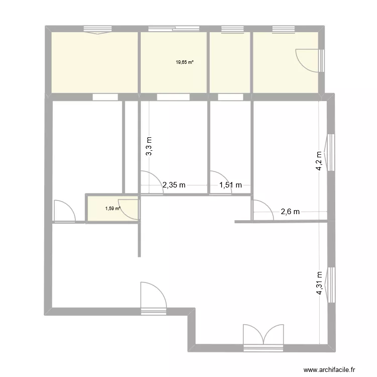 Mutins. Plan de 2  et 21 m²