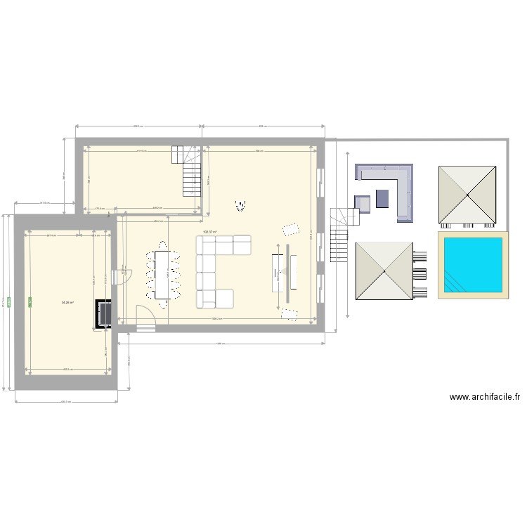 Plan extension 10x10. Plan de 0 pièce et 0 m2