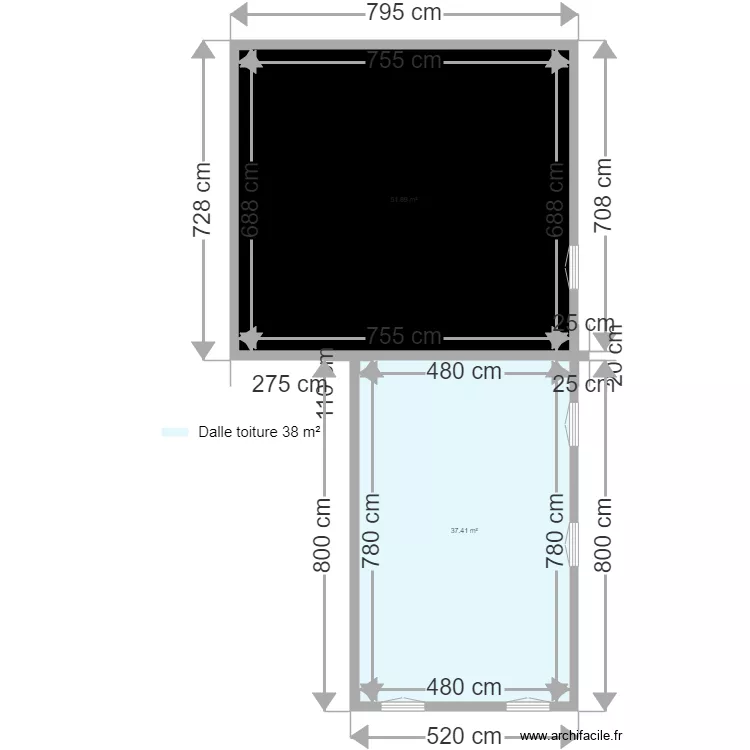 beton a bouler toit. Plan de 
