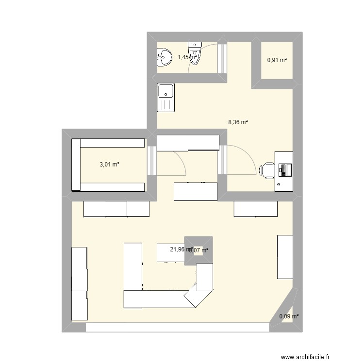 Plan du Jeff de Bruges . Plan de 7 pièces et 36 m2