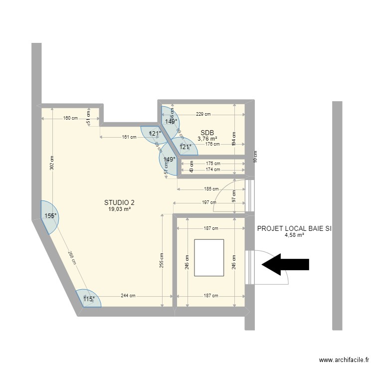 BONSECOURS FH76 PROJET LOCAL SI. Plan de 3 pièces et 27 m2