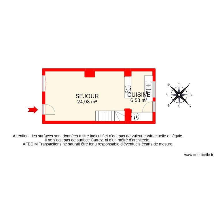 BI10064 RDC. Plan de 5 pièces et 32 m2