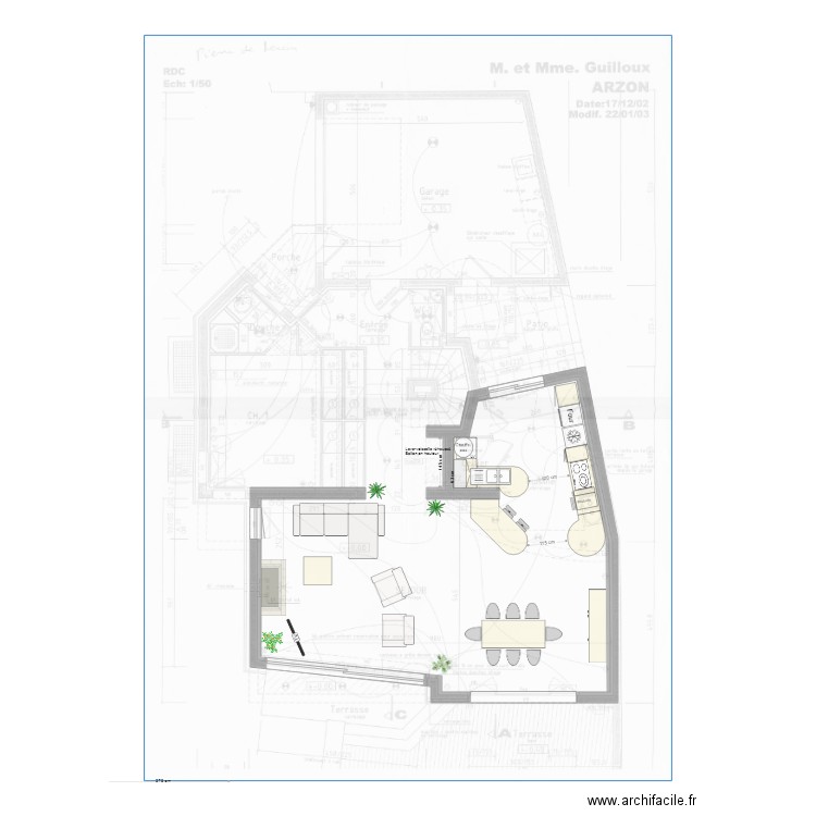 Arzon cuisine salon v1. Plan de 0 pièce et 0 m2