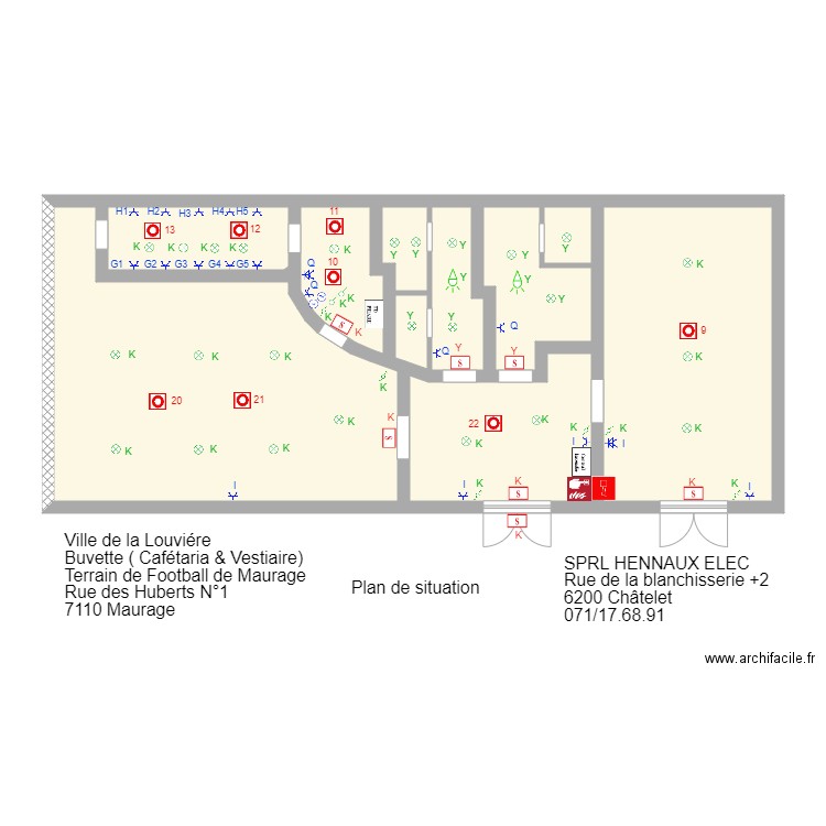 maurage cafet. Plan de 9 pièces et 82 m2