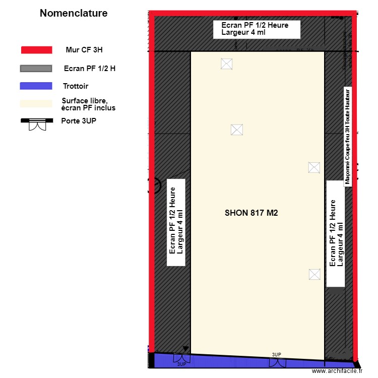 Stock privé Soyaux avant projet. Plan de 5 pièces et 828 m2