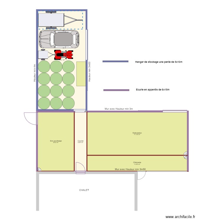 Hangar Abris V2. Plan de 5 pièces et 130 m2