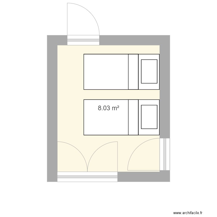 Chambre arrière 1er étage 3 deux lits 1 personne version 2. Plan de 0 pièce et 0 m2