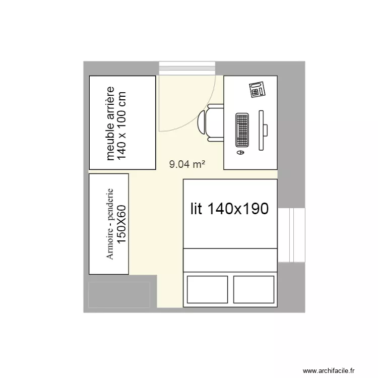 Chambre 3 attique V2. Plan de 