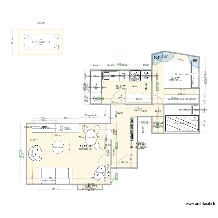 fremicourt. Plan de 6 pièces et 36 m2