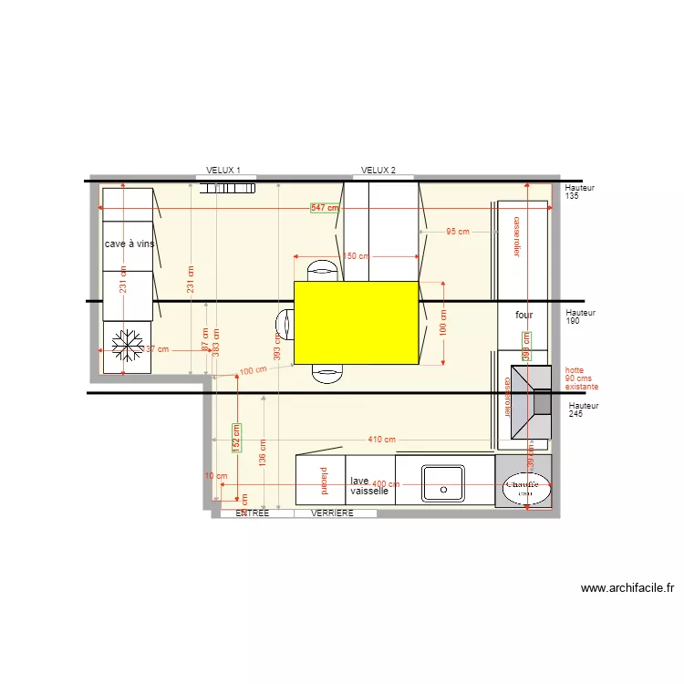 Cuisine Montbrillant. Plan de 