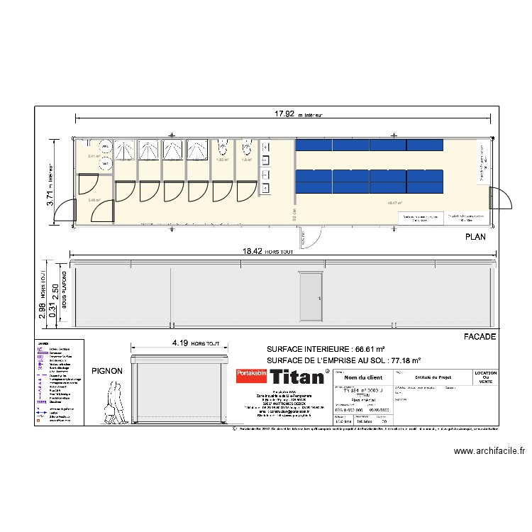 SARPI_VESTIAIRE H. Plan de 9 pièces et 65 m2