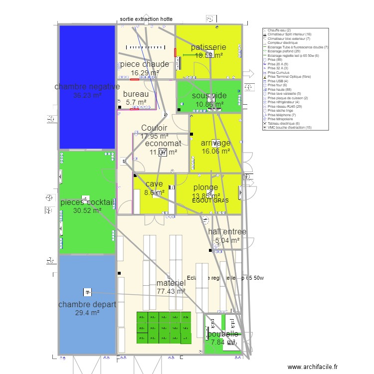 plan montussan v16 tuyau eau usée rdc. Plan de 35 pièces et 607 m2