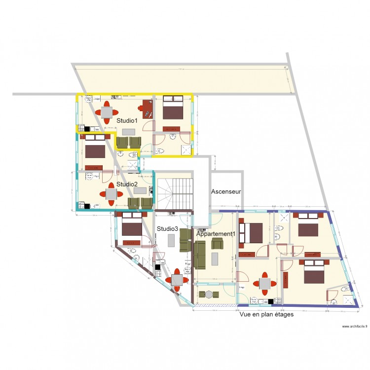 Charles appartments etages real dim. Plan de 21 pièces et 185 m2