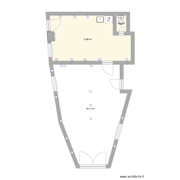 RDC Maison Bibolet - elect. Plan de 3 pièces et 49 m2