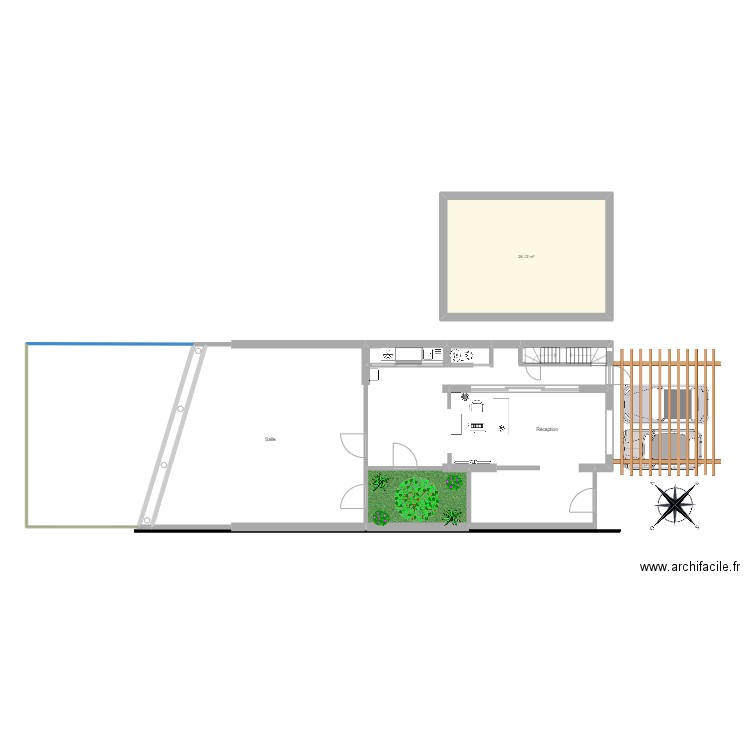 Cabinet d'architecture. Plan de 4 pièces et 130 m2