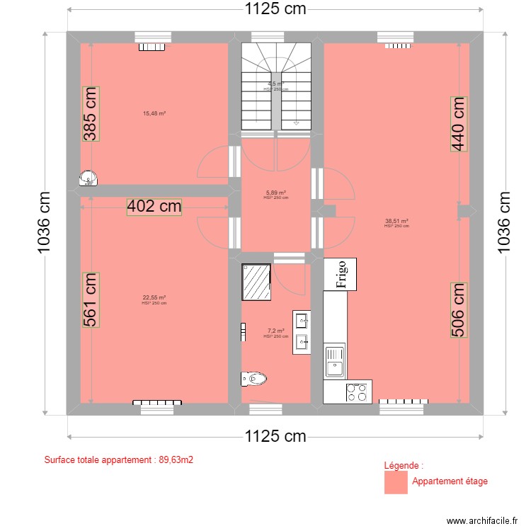 Eghezee Etage Avant v2. Plan de 6 pièces et 94 m2