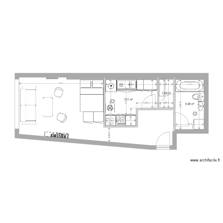 appart Hugo aménagement v2. Plan de 0 pièce et 0 m2