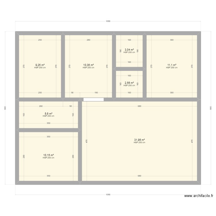 g07. Plan de 8 pièces et 84 m2