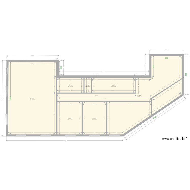 cbc 1 appart. Plan de 7 pièces et 195 m2