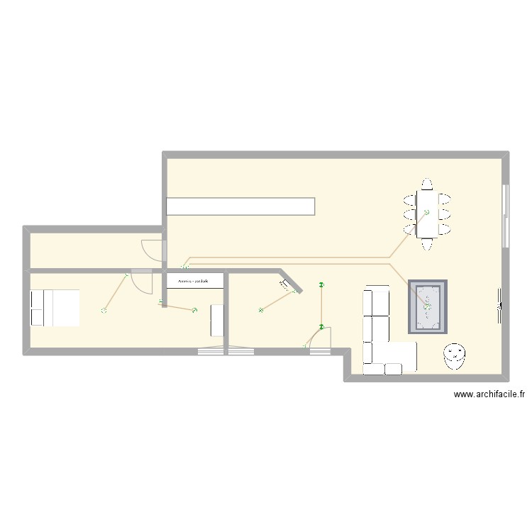 maison. Plan de 3 pièces et 118 m2