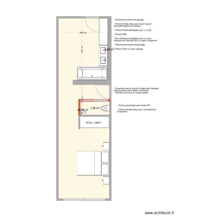 PLAN STUDIO RAMATUELLE. Plan de 3 pièces et 29 m2