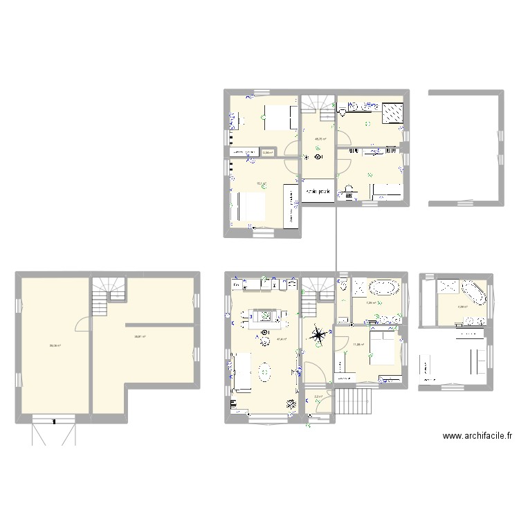 Maison . Plan de 10 pièces et 196 m2