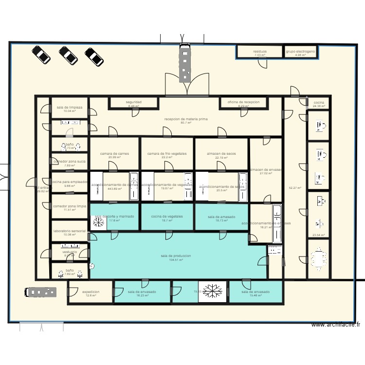 trabajo practico. Plan de 33 pièces et 1918 m2