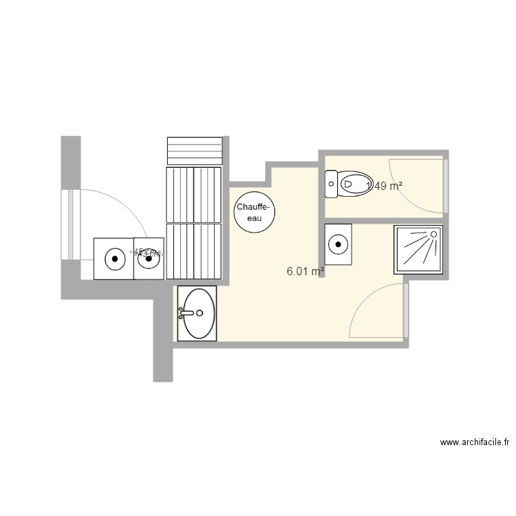 SdB étage après travaux 2. Plan de 0 pièce et 0 m2