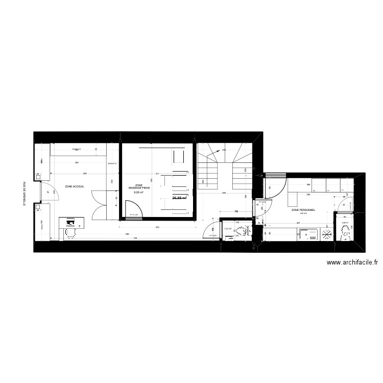 GRENELLE SABAï RDC PROJET. Plan de 4 pièces et 49 m2