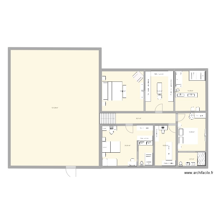 maison. Plan de 9 pièces et 230 m2